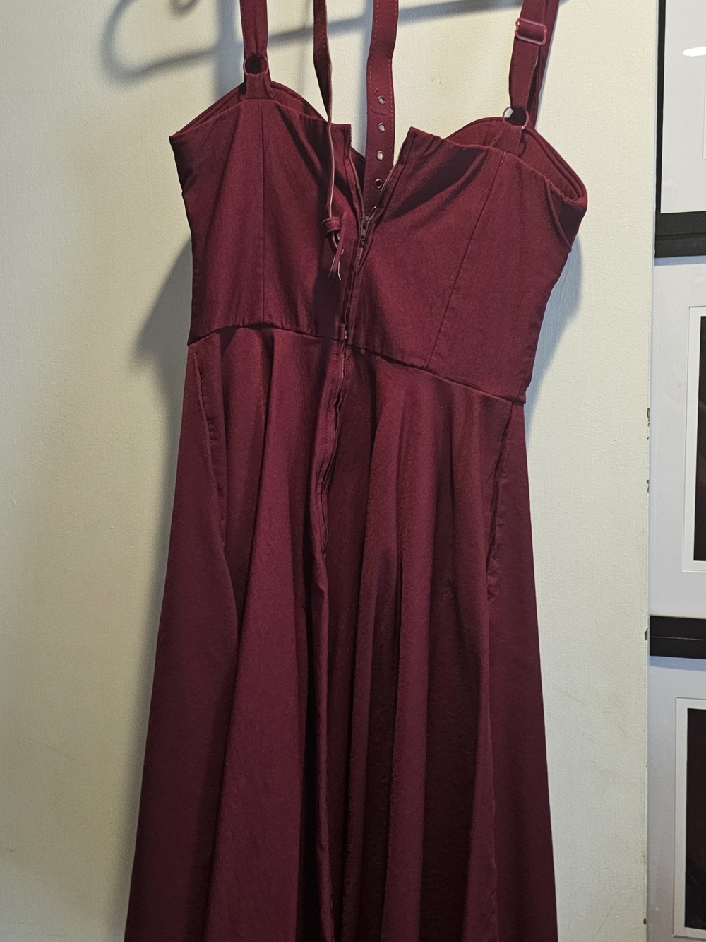 VIXEN Burgundy Full Circle Skater Dress - Picture 3 of 4